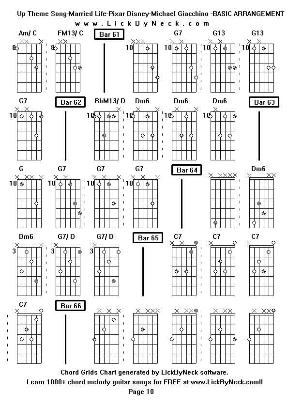 Chord Grids Chart of chord melody fingerstyle guitar song-Up Theme Song-Married Life-Pixar Disney-Michael Giacchino -BASIC ARRANGEMENT,generated by LickByNeck software.